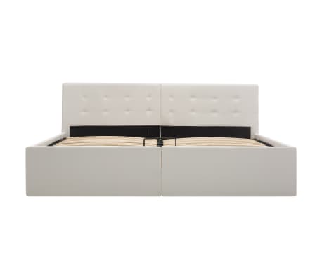 vidaXL Hydraulic Storage Bed Frame White Faux Leather 153x203 cm Queen Size
