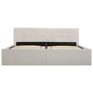 vidaXL Hydraulic Storage Bed Frame White Faux Leather 153x203 cm Queen Size