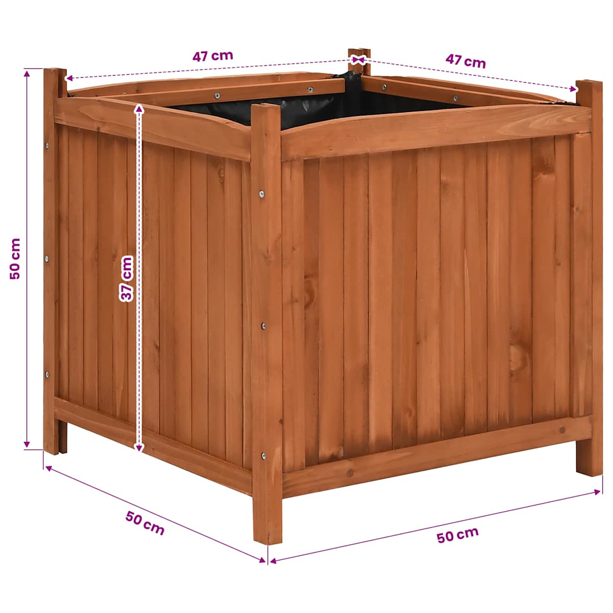 Højbede 2 stk. 50x50x50 cm massivt fyrretræ - Billede 5