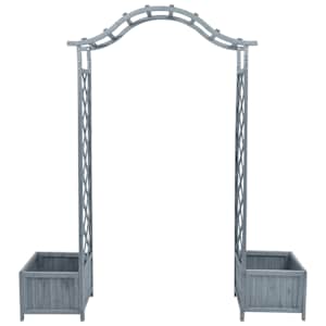 vidaXL Pergolė su vazonais gėlėms, pilka, 180x40x205cm, eglės masyvas