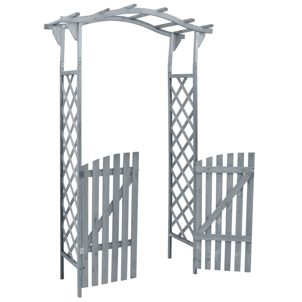 vidaXL Pergola met poort 120x60x206 cm massief vurenhout grijs