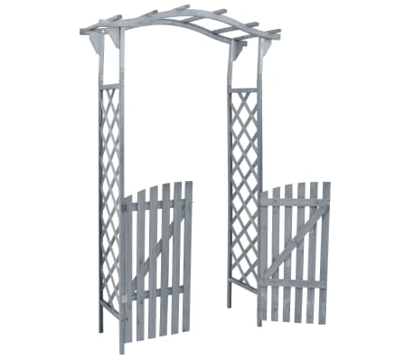 vidaXL Pergolė su varteliais, pilka, 120x60x206cm, eglės masyvas