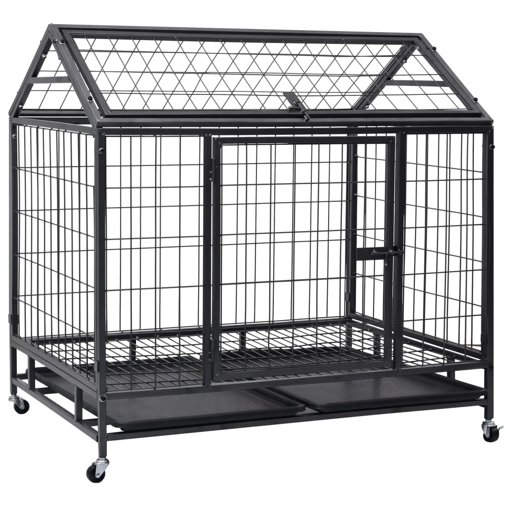 Izdržljivi kavez za pse s kotačima čelični 98 x 73 x 99 cm