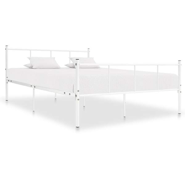 vidaXL voodiraam, valge, metall, 120 x 200 cm