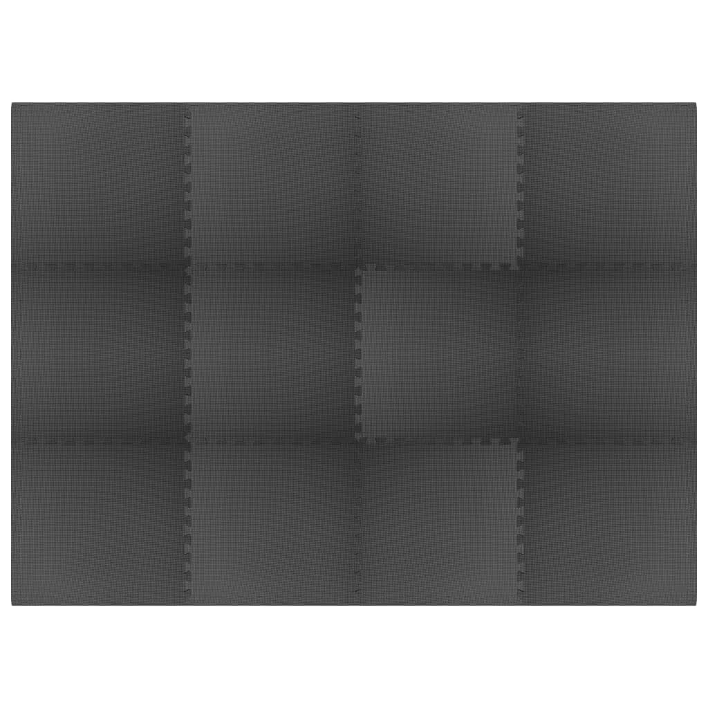 12 db fekete EVA habszivacs padlószőnyeg 4,32 ㎡ 