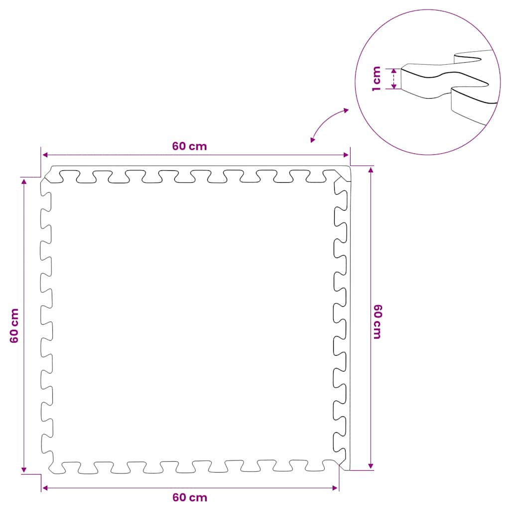 Bodenmatten 12 Stk. 4,32 m² EVA-Schaumstoff Schwarz – Ansicht 8