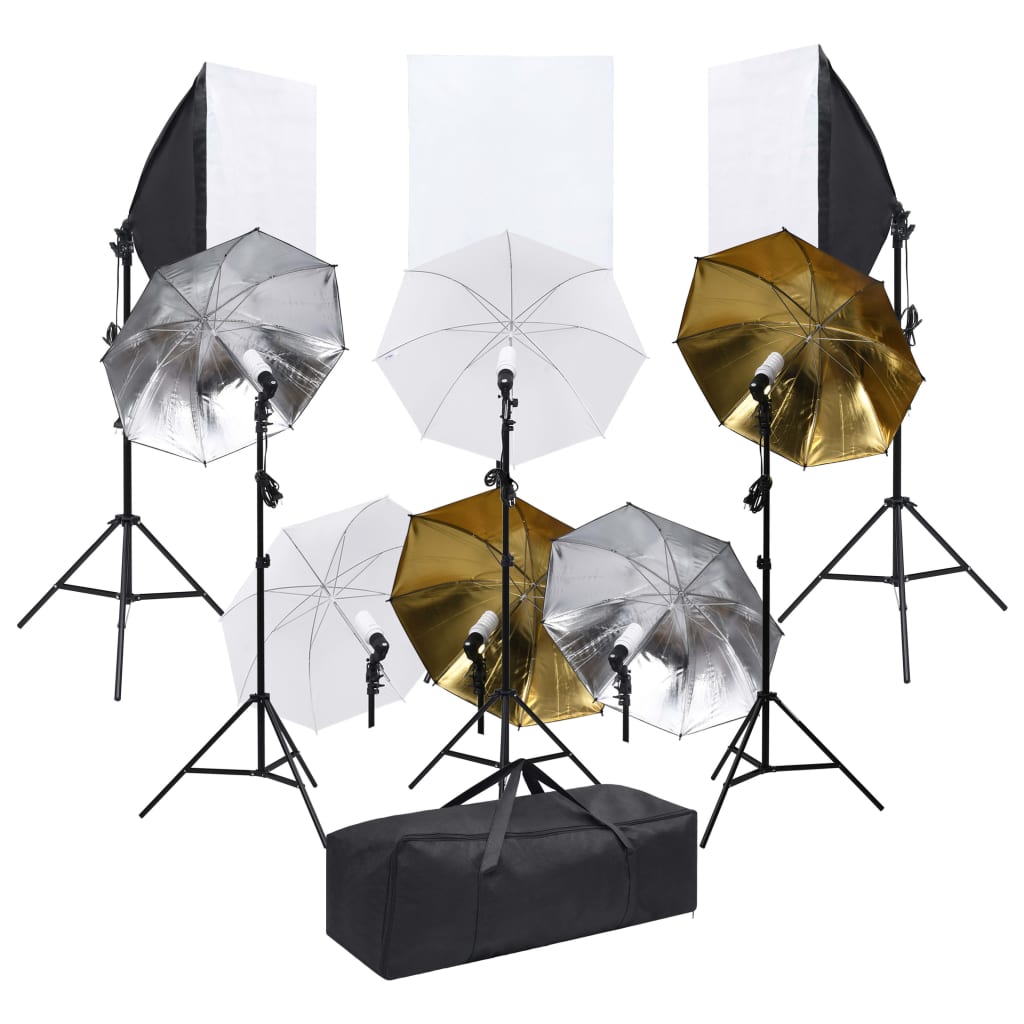 vidaXL Kit de studio foto cu set de lumini și softbox-uri vidaxl.ro