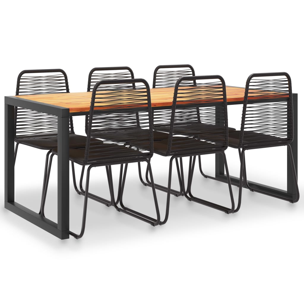 

vidaXL 7-delige Tuinset massief acaciahout en poly rattan