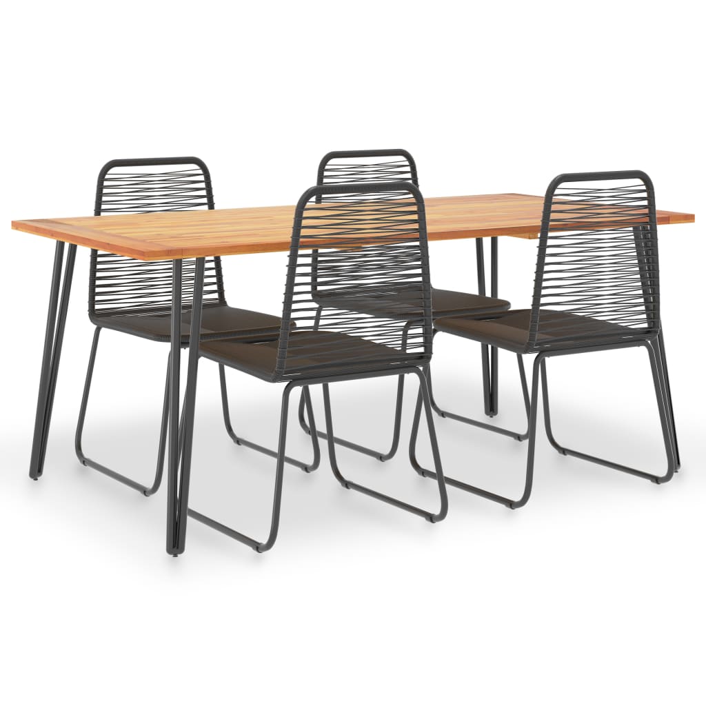 vidaXL Set comedor jardín 5 pzas madera maciza acacia ratán sintético