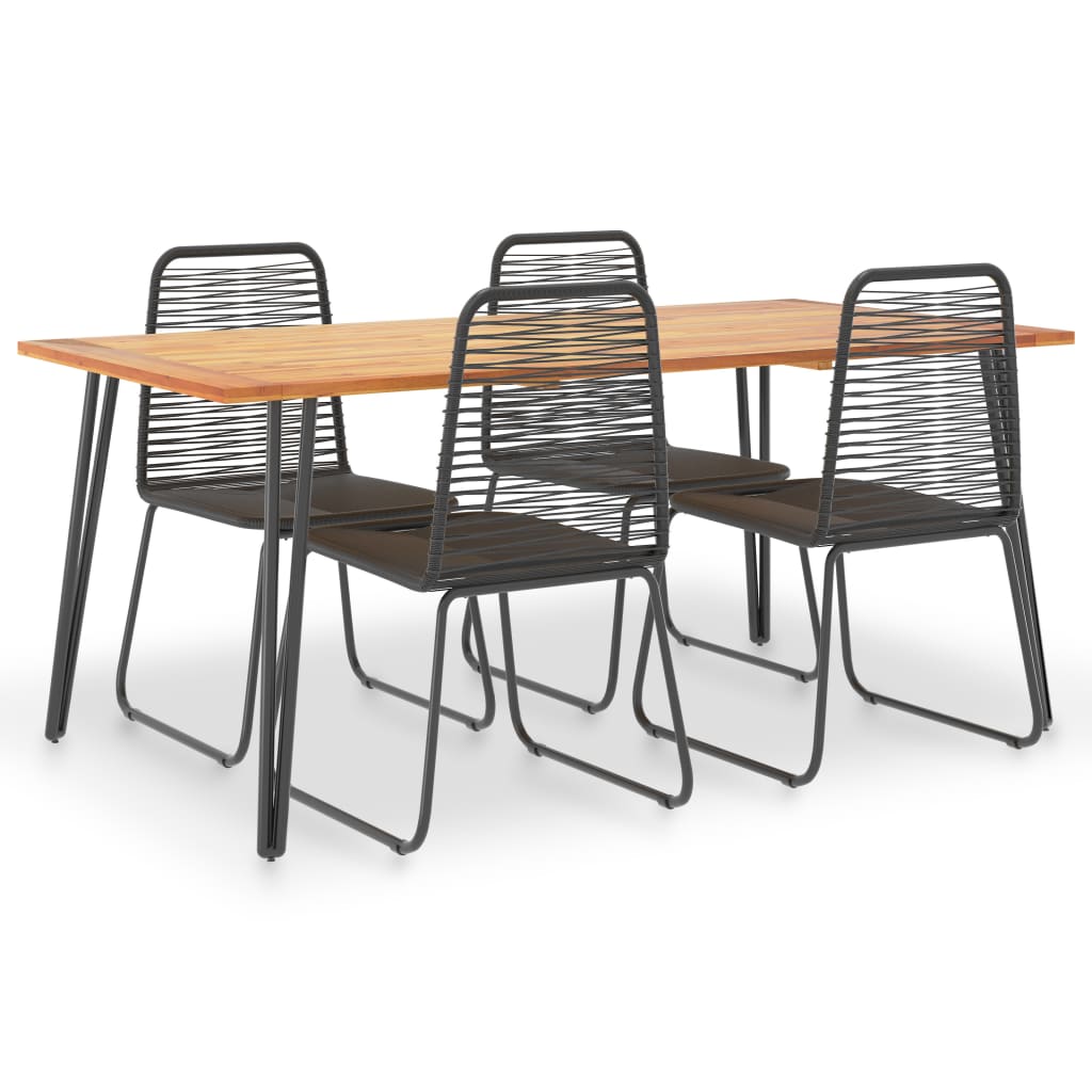 

vidaXL 5-delige Tuinset massief acaciahout en poly rattan