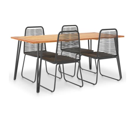 vidaXL Set comedor jardín 5 pzas madera maciza acacia ratán sintético