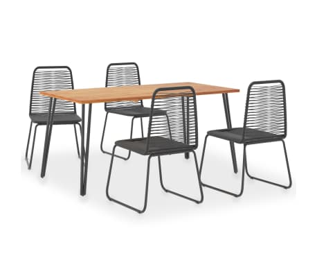 vidaXL Set comedor jardín 5 pzas madera maciza acacia ratán sintético