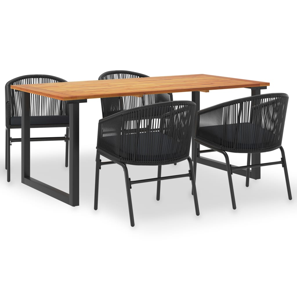 

vidaXL 5-delige Tuinset massief acaciahout en PVC-rattan