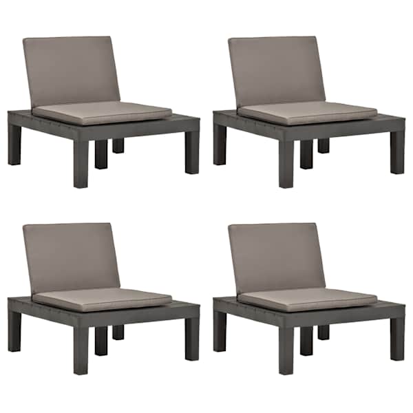 vidaXL aiatoolid patjadega, 4 tk, plast, antratsiithall
