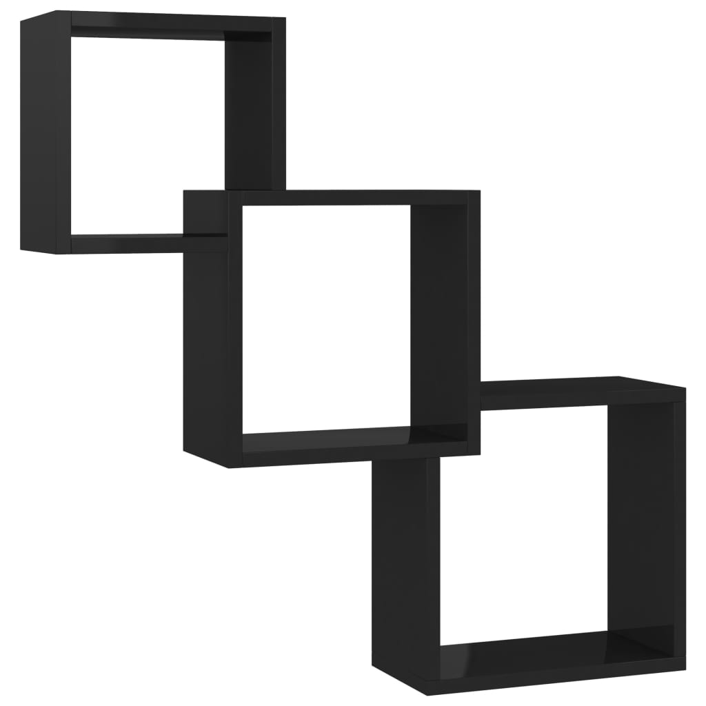 

vidaXL Cube Wall Shelves High Gloss Black 26.8"x5.9"x26.8" Chipboard