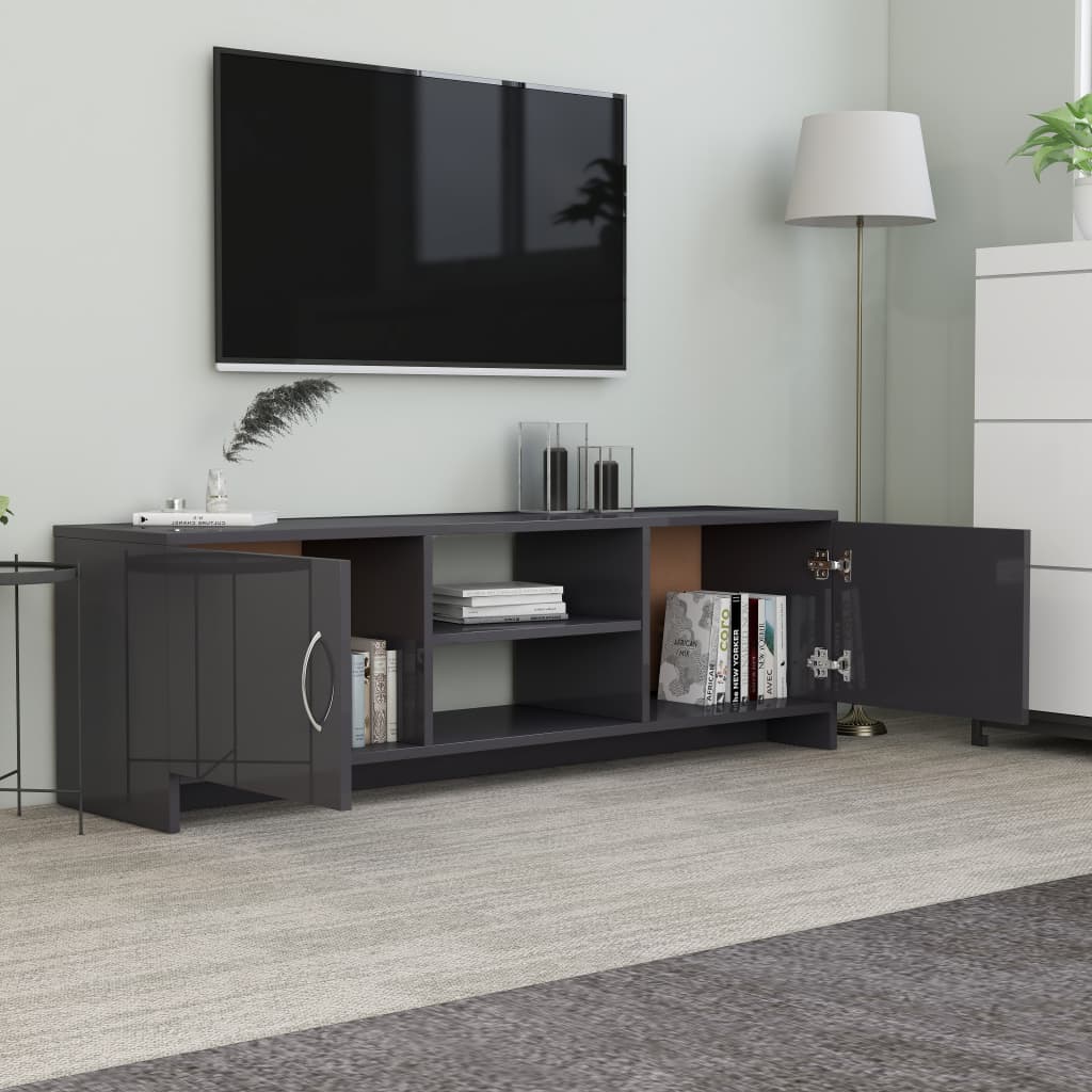 vidaXL TV Stand High Gloss Gray 47.2"x11.8"x14.8" Engineered Wood