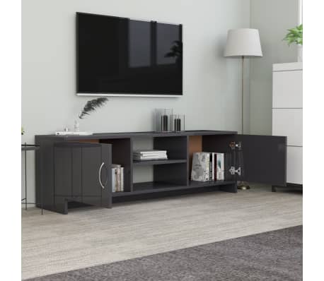 vidaXL TV Stand High Gloss Gray 47.2"x11.8"x14.8" Engineered Wood