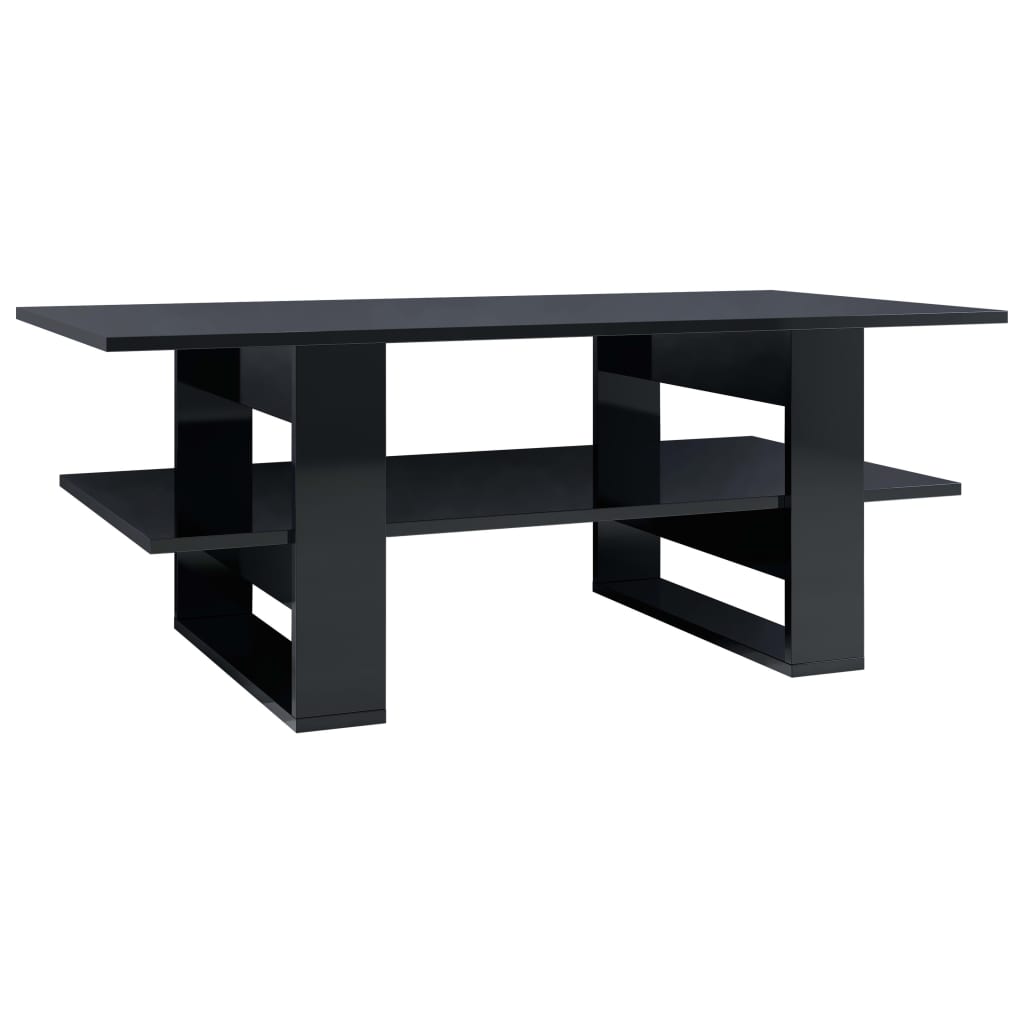 

vidaXL Coffee Table High Gloss Black 43.3"x21.7"x16.5" Chipboard