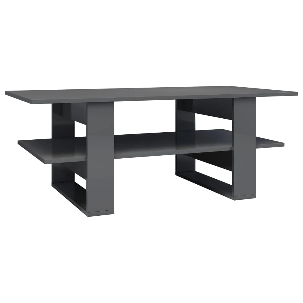 

vidaXL Coffee Table High Gloss Gray 43.3"x21.7"x16.5" Engineered Wood