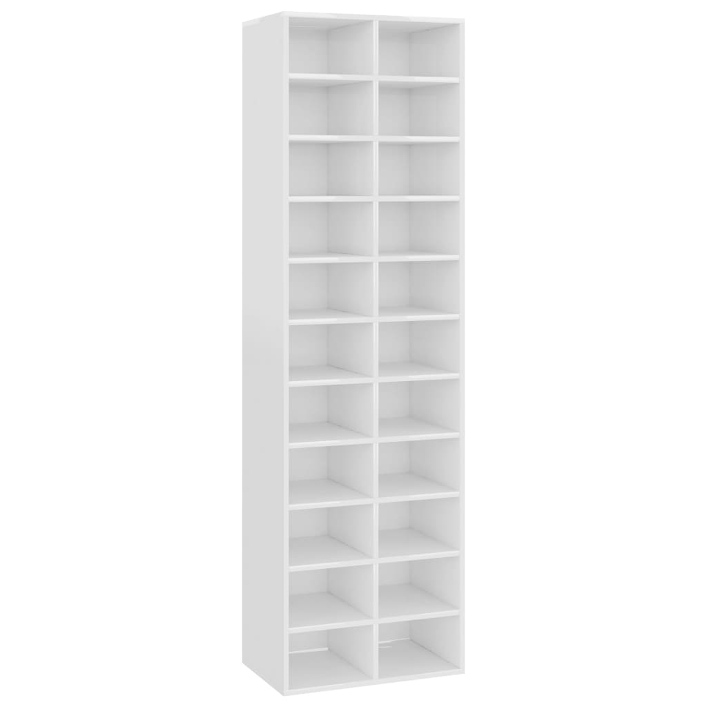 

vidaXL Shoe Cabinet High Gloss White 21.3"x13.4"x72" Engineered Wood