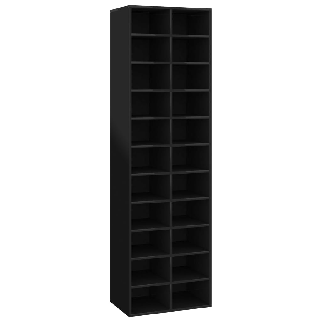 

vidaXL Shoe Cabinet High Gloss Black 21.3"x13.4"x72" Engineered Wood