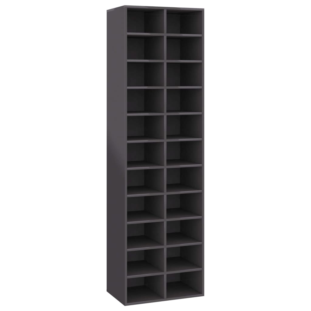 

vidaXL Shoe Cabinet High Gloss Gray 21.3"x13.4"x72" Engineered Wood