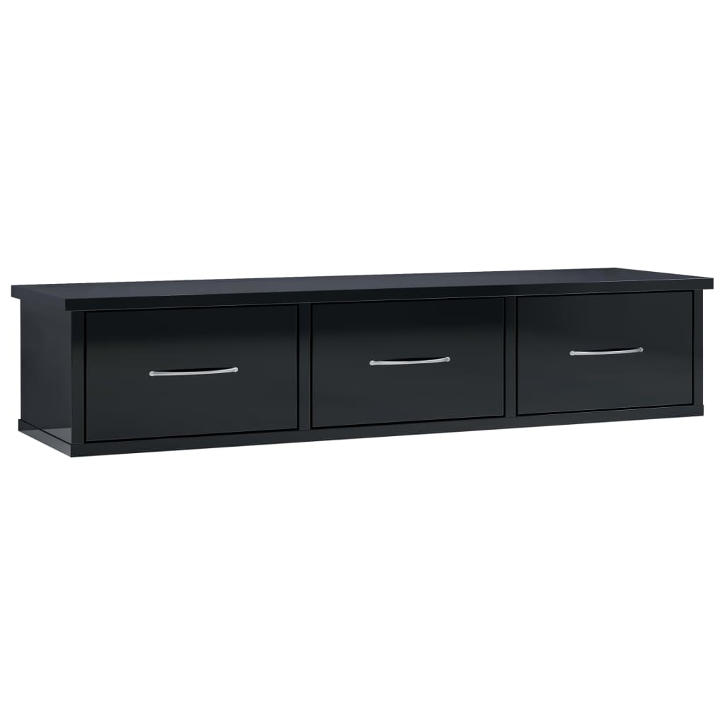 

vidaXL Wall-mounted Drawer Shelf High Gloss Black 34.6"x10.2"x7.3" Chipboard