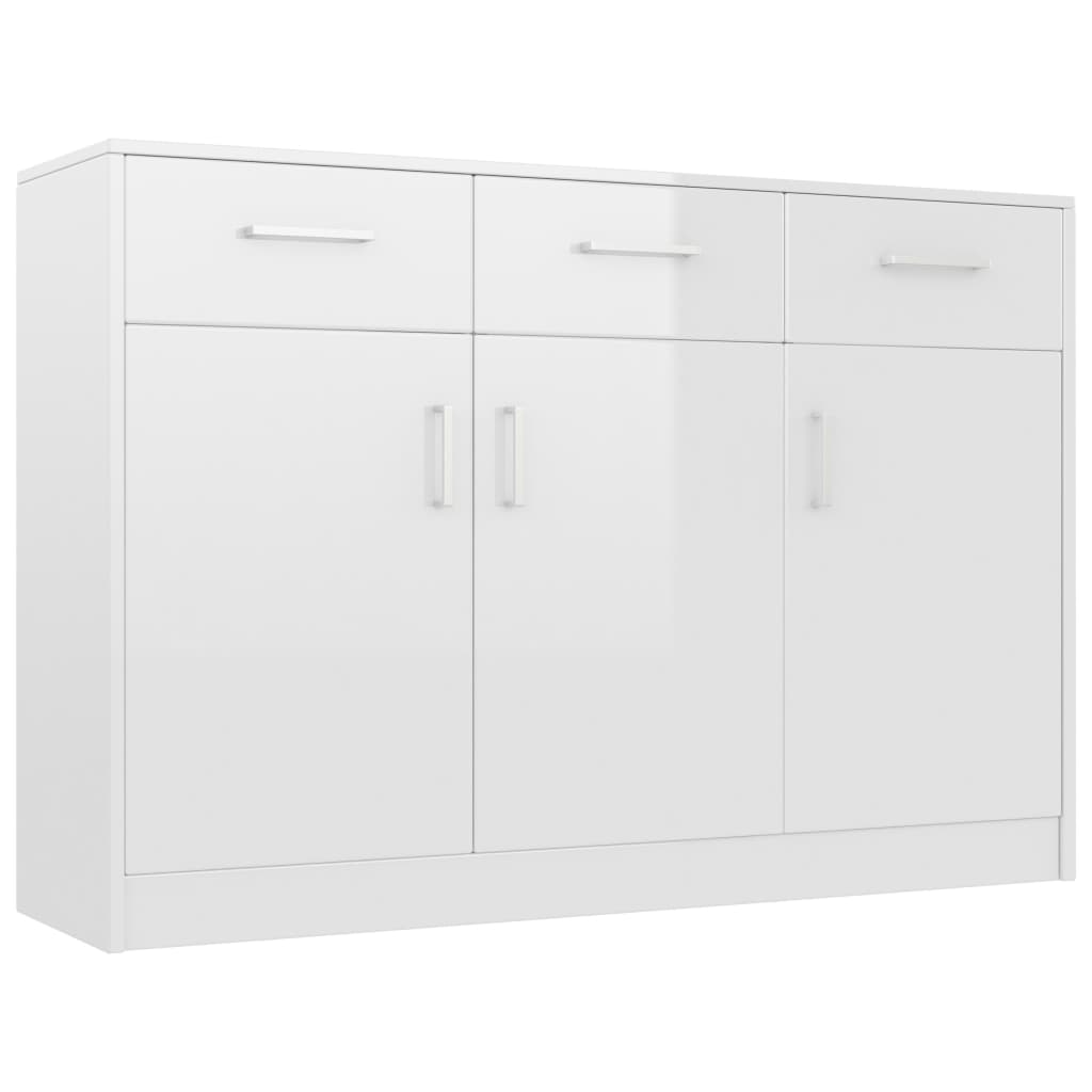 

vidaXL Sideboard High Gloss White 43.3"x11.8"x29.5" Chipboard