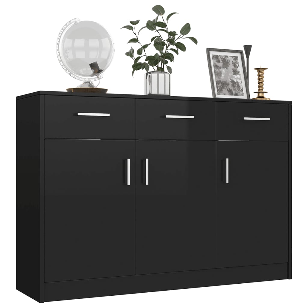 vidaXL Sideboard High Gloss Black 43.3"x11.8"x29.5" Engineered Wood