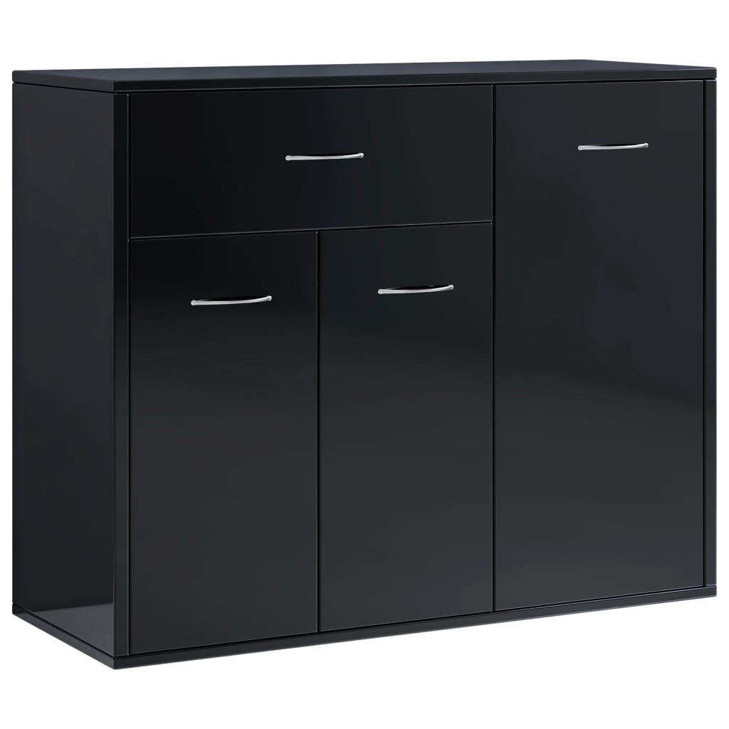 

vidaXL Sideboard High Gloss Black 34.6"x11.8"x27.6" Chipboard