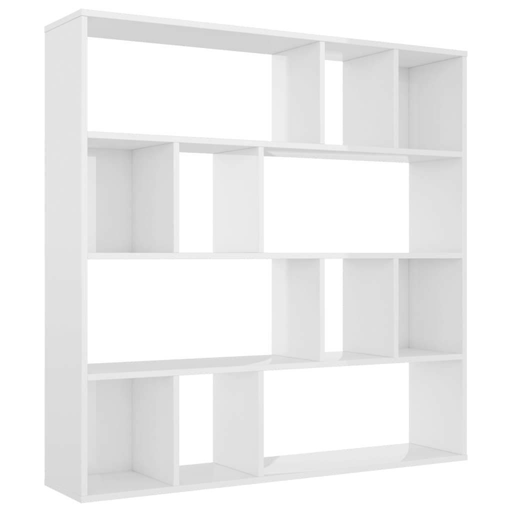 

vidaXL Room Divider/Book Cabinet High Gloss White 43.3"x9.4"x43.3" Chipboard