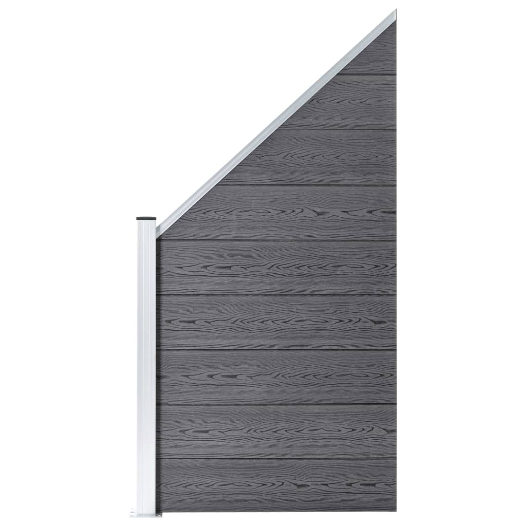 Set panouri gard, 1 pătrat + 1 oblic, gri, 273×186 cm, WPC