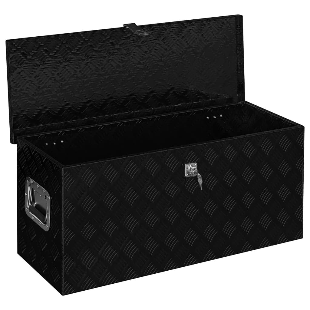 vidaXL Caja de aluminio negro 90,5x35x40 cm