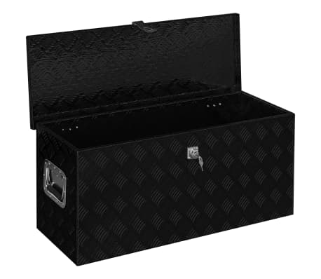 vidaXL Κουτί Αποθήκευσης Μαύρο 90,5 x 35 x 40 εκ. Αλουμινίου
