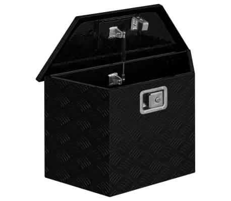 vidaXL Алуминиева кутия, 70x24x42 см, трапецовидна, черна