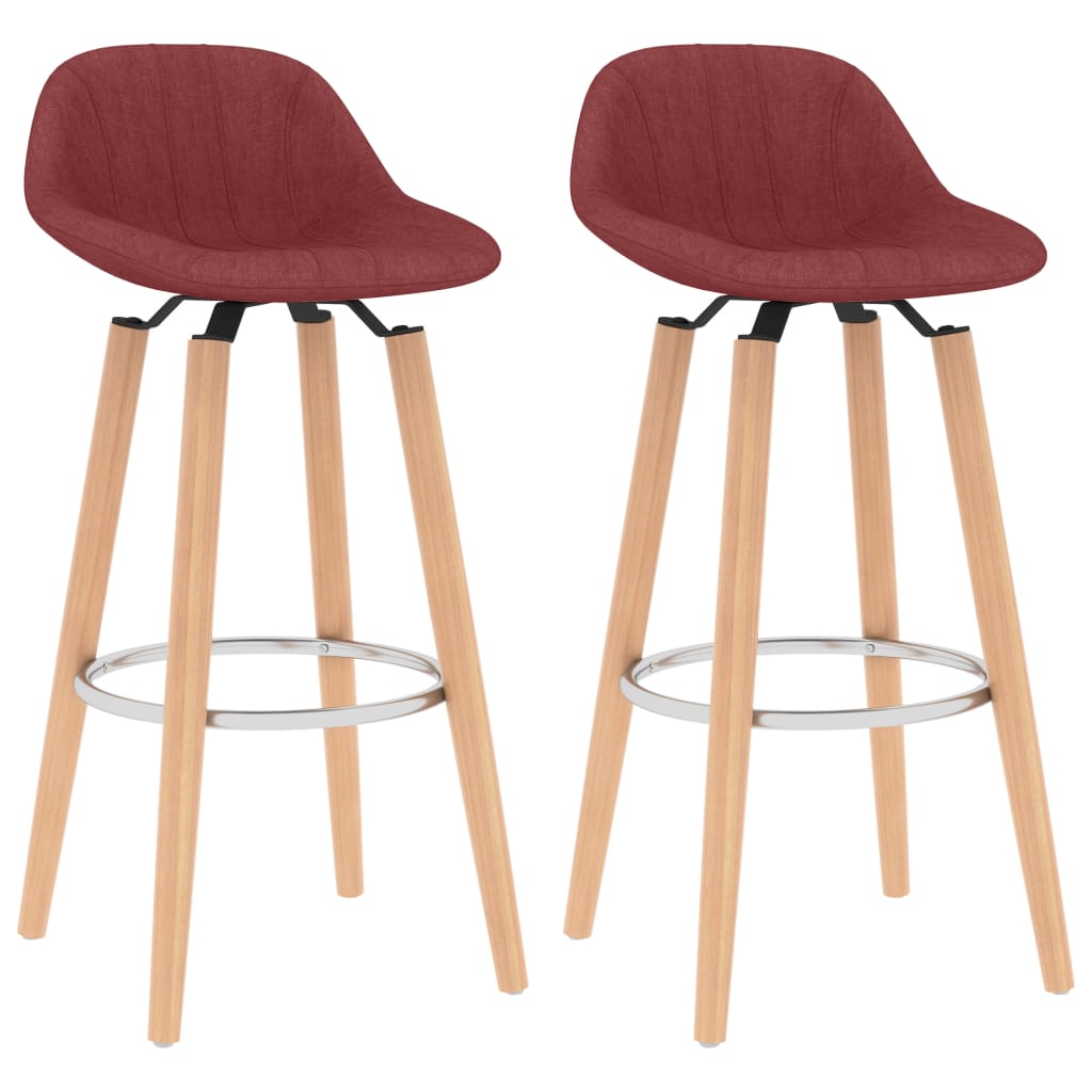 vidaXL Tabourets de bar 2 pcs Rouge bordeaux Tissu