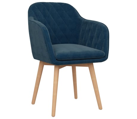 vidaXL Valgomojo kėdės, 2vnt., mėlynos spalvos, aksomas