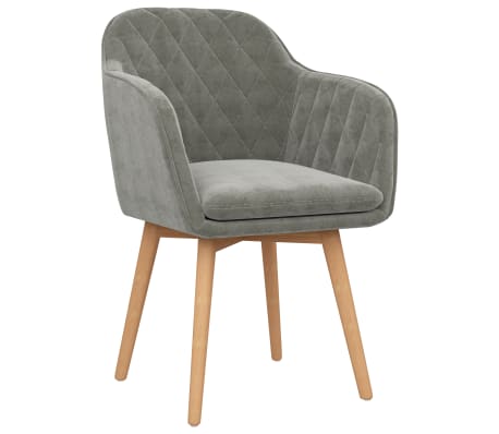 VidaXL Valgomojo kėdės, 2vnt., šviesiai pilkos spalvos, aksomas