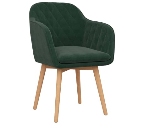 VidaXL Valgomojo kėdės, 2vnt., tamsiai žalios spalvos, aksomas