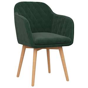 VidaXL Valgomojo kėdės, 2vnt., tamsiai žalios spalvos, aksomas