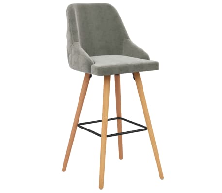 vidaXL Stołki barowe, 2 szt., jasnoszare, obite aksamitem