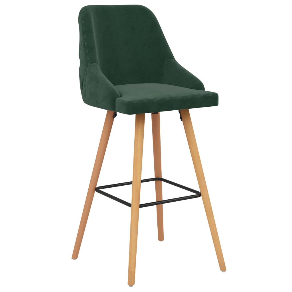 vidaXL Tabourets de bar lot de 2 vert foncé velours