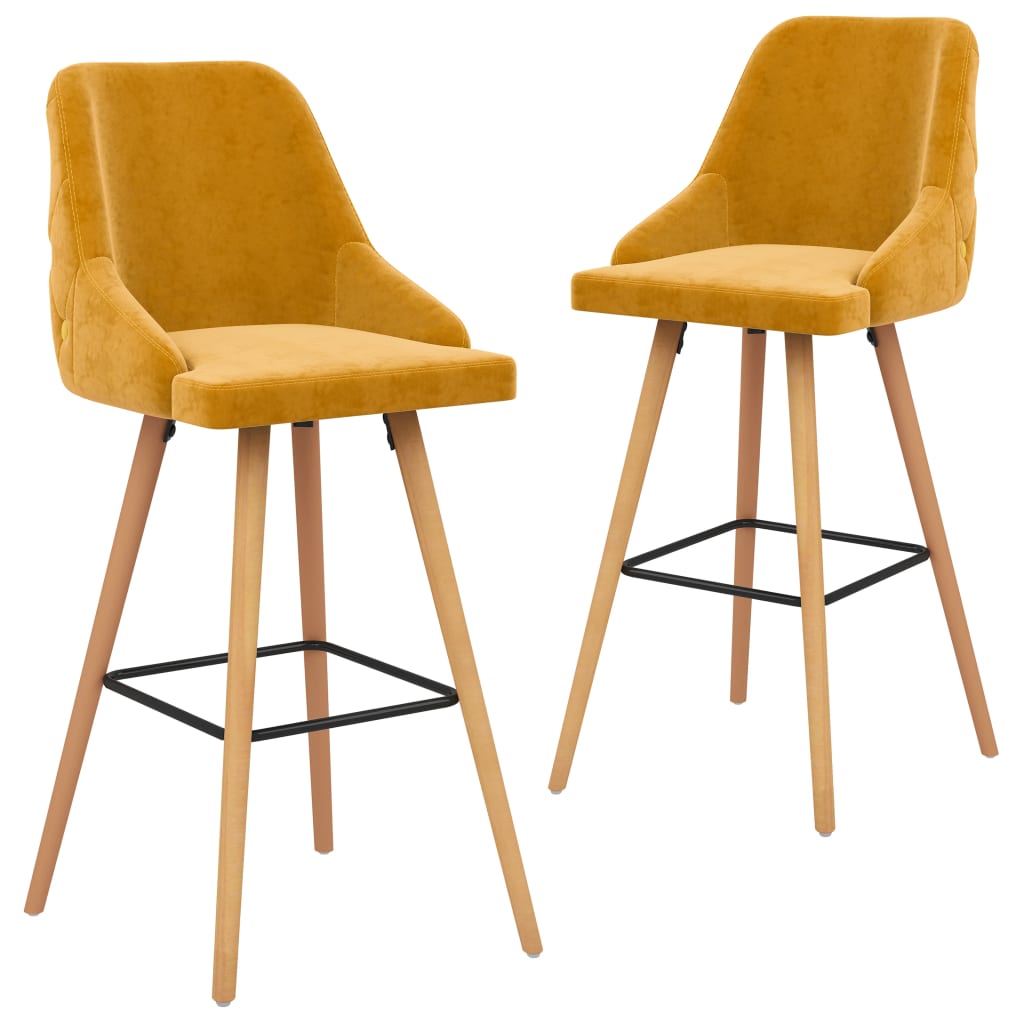 vidaXL Tabourets de bar 2 pcs Jaune Velours