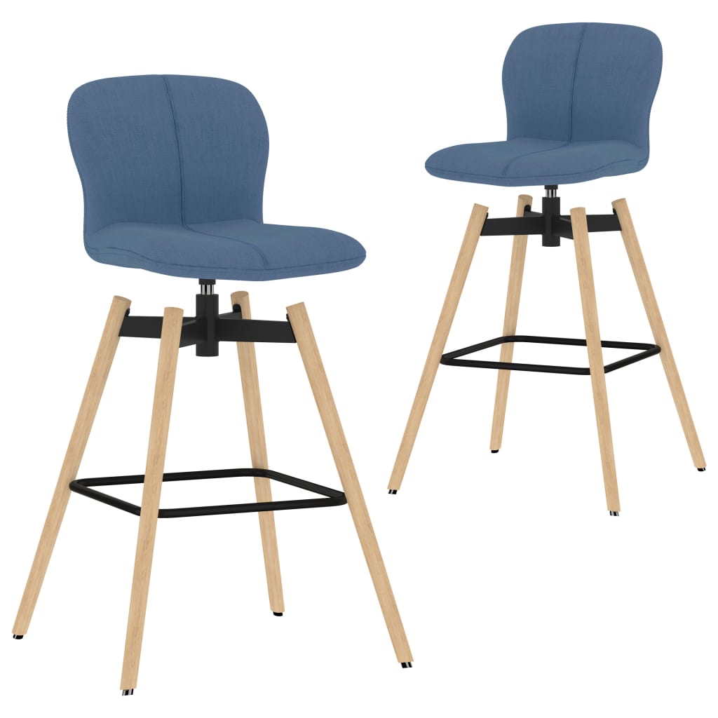 vidaXL Chaises pivotantes de bar 2 pcs Bleu Tissu