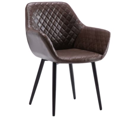 vidaXL Valgomojo kėdės, 2vnt., tamsiai rudos spalvos, dirbtinė oda