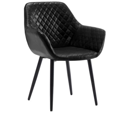 vidaXL Valgomojo kėdės, 2vnt., juodos spalvos, dirbtinė oda