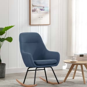Houpací křeslo modré textil - obrázek 1
