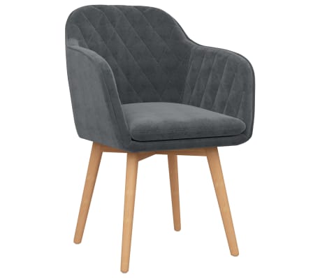 VidaXL Valgomojo kėdės, 2vnt., tamsiai pilkos spalvos, aksomas