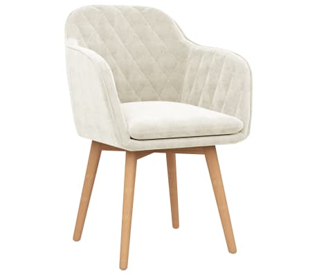 VidaXL Valgomojo kėdės, 2vnt., kreminės spalvos, aksomas