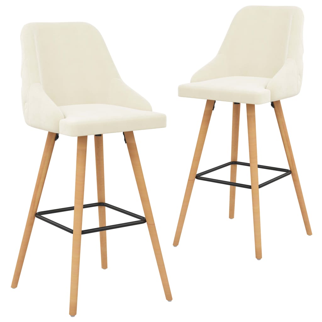 barhocker 2 stk. creme samt dunkelgrün 2